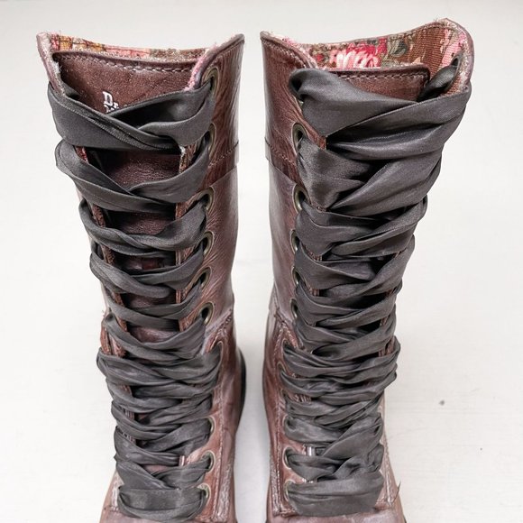 Dr. Martens Brown Distressed Leather Triumph Tall Lace Up Fold Over Boot Size 7 - Picture 4 of 12